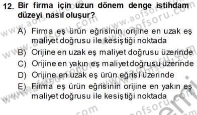 Çalışma Ekonomisi 1 Dersi Ara Sınavı Deneme Sınav Soruları 12. Soru