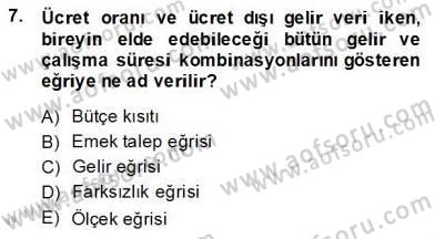 Çalışma Ekonomisi 1 Dersi 2013 - 2014 Yılı (Vize) Ara Sınav Soruları 7. Soru
