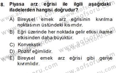 Çalışma Ekonomisi 1 Dersi Ara Sınavı Deneme Sınav Soruları 8. Soru