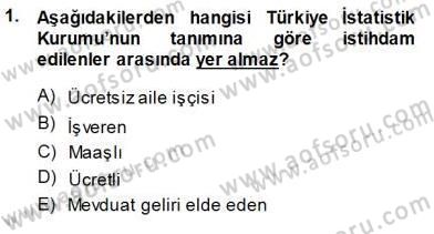 Çalışma Ekonomisi 1 Dersi 2013 - 2014 Yılı (Final) Dönem Sonu Sınav Soruları 1. Soru