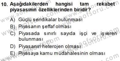 Çalışma Ekonomisi 1 Dersi 2013 - 2014 Yılı (Final) Dönem Sonu Sınav Soruları 10. Soru