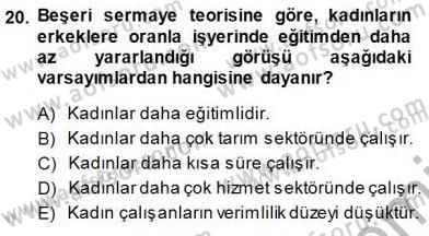 Çalışma Ekonomisi 1 Dersi 2013 - 2014 Yılı (Final) Dönem Sonu Sınav Soruları 20. Soru