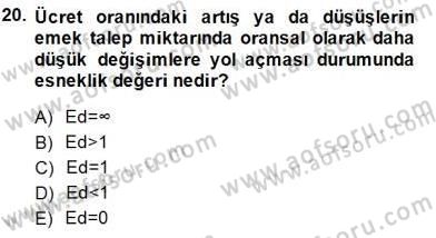 Çalışma Ekonomisi 1 Dersi 2014 - 2015 Yılı (Vize) Ara Sınav Soruları 20. Soru