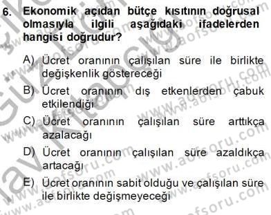 Çalışma Ekonomisi 1 Dersi 2014 - 2015 Yılı (Vize) Ara Sınav Soruları 6. Soru