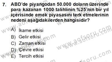 Çalışma Ekonomisi 1 Dersi 2014 - 2015 Yılı (Vize) Ara Sınav Soruları 7. Soru
