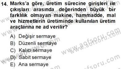 Çalışma Ekonomisi 1 Dersi 2014 - 2015 Yılı (Final) Dönem Sonu Sınav Soruları 14. Soru