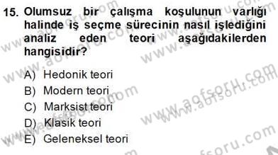 Çalışma Ekonomisi 1 Dersi 2014 - 2015 Yılı (Final) Dönem Sonu Sınav Soruları 15. Soru