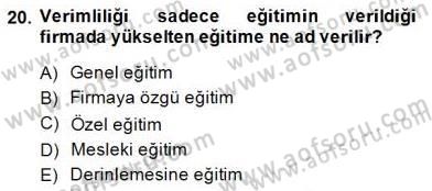 Çalışma Ekonomisi 1 Dersi 2014 - 2015 Yılı (Final) Dönem Sonu Sınav Soruları 20. Soru