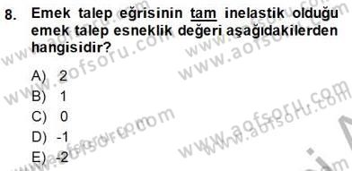 Çalışma Ekonomisi 1 Dersi 2014 - 2015 Yılı (Final) Dönem Sonu Sınav Soruları 8. Soru