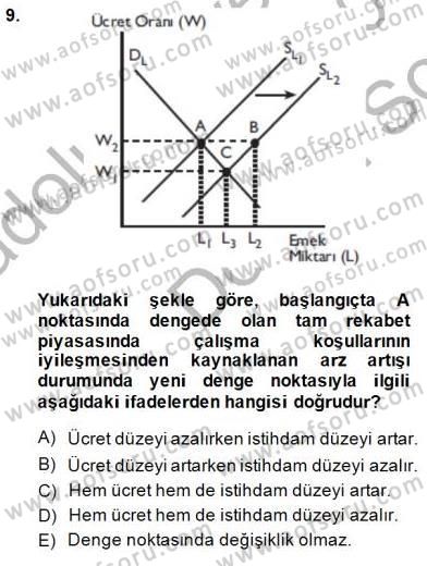 Çalışma Ekonomisi 1 Dersi 2014 - 2015 Yılı (Final) Dönem Sonu Sınav Soruları 9. Soru