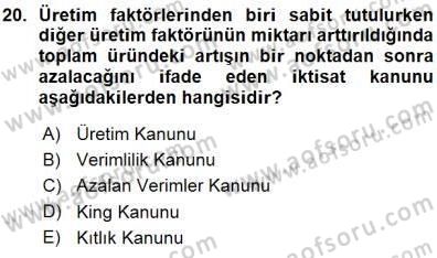 Çalışma Ekonomisi 1 Dersi Ara Sınavı Deneme Sınav Soruları 20. Soru