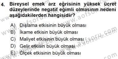 Çalışma Ekonomisi 1 Dersi Ara Sınavı Deneme Sınav Soruları 4. Soru