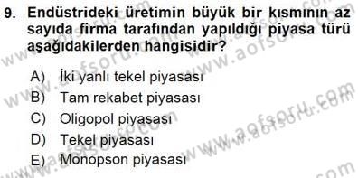 Çalışma Ekonomisi 1 Dersi 2015 - 2016 Yılı (Final) Dönem Sonu Sınav Soruları 9. Soru