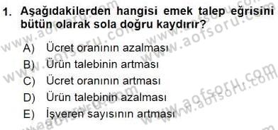 Çalışma Ekonomisi 1 Dersi 2016 - 2017 Yılı (Vize) Ara Sınav Soruları 1. Soru
