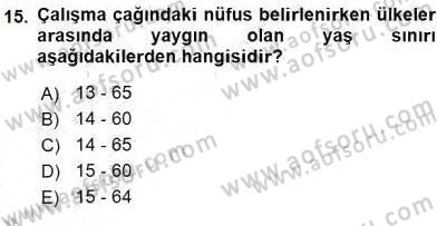 Çalışma Ekonomisi 1 Dersi 2016 - 2017 Yılı (Vize) Ara Sınav Soruları 15. Soru