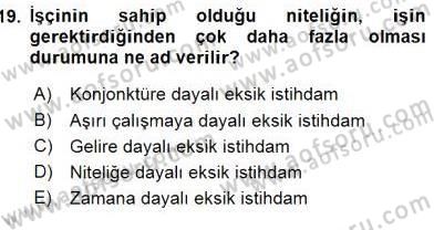 Çalışma Ekonomisi 1 Dersi 2016 - 2017 Yılı (Vize) Ara Sınav Soruları 19. Soru