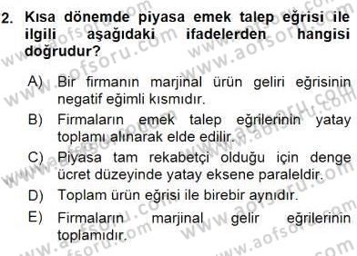 Çalışma Ekonomisi 1 Dersi 2016 - 2017 Yılı (Vize) Ara Sınav Soruları 2. Soru