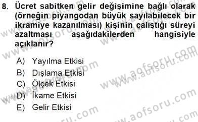 Çalışma Ekonomisi 1 Dersi 2016 - 2017 Yılı (Vize) Ara Sınav Soruları 8. Soru