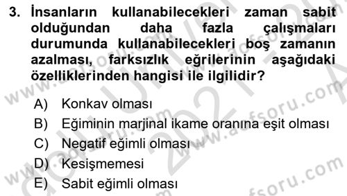 Çalışma Ekonomisi 1 Dersi 2021 - 2022 Yılı (Vize) Ara Sınav Soruları 3. Soru