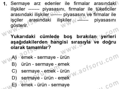 Çalışma Ekonomisi 1 Dersi 2021 - 2022 Yılı (Final) Dönem Sonu Sınav Soruları 1. Soru