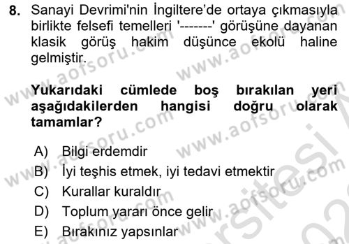 Çalışma Ekonomisi 1 Dersi 2021 - 2022 Yılı (Final) Dönem Sonu Sınav Soruları 8. Soru
