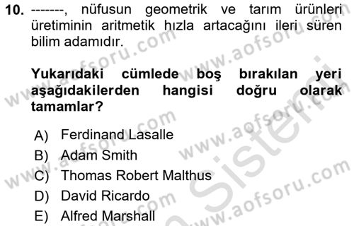 Çalışma Ekonomisi 1 Dersi 2021 - 2022 Yılı Yaz Okulu Sınav Soruları 10. Soru