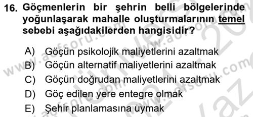 Çalışma Ekonomisi 1 Dersi 2021 - 2022 Yılı Yaz Okulu Sınav Soruları 16. Soru