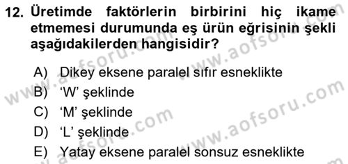 Çalışma Ekonomisi 1 Dersi 2022 - 2023 Yılı (Vize) Ara Sınav Soruları 12. Soru