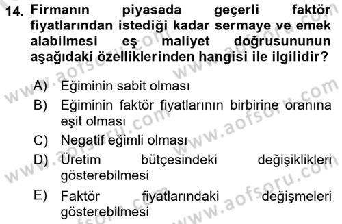 Çalışma Ekonomisi 1 Dersi 2022 - 2023 Yılı (Vize) Ara Sınav Soruları 14. Soru
