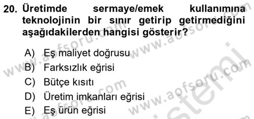Çalışma Ekonomisi 1 Dersi 2022 - 2023 Yılı (Vize) Ara Sınav Soruları 20. Soru