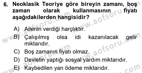 Çalışma Ekonomisi 1 Dersi 2022 - 2023 Yılı (Vize) Ara Sınav Soruları 6. Soru