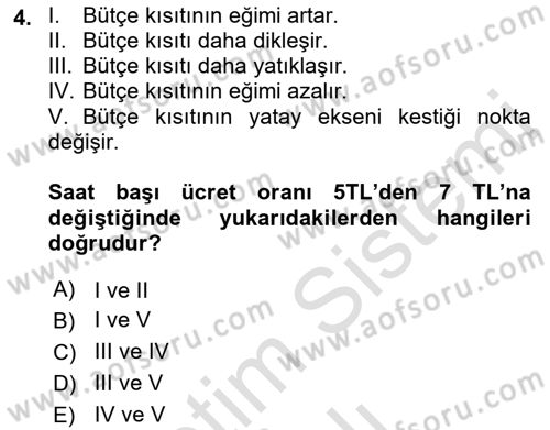 Çalışma Ekonomisi 1 Dersi 2022 - 2023 Yılı Yaz Okulu Sınav Soruları 4. Soru