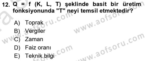 Çalışma Ekonomisi 1 Dersi 2023 - 2024 Yılı (Vize) Ara Sınav Soruları 12. Soru