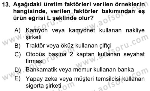 Çalışma Ekonomisi 1 Dersi 2023 - 2024 Yılı (Vize) Ara Sınav Soruları 13. Soru