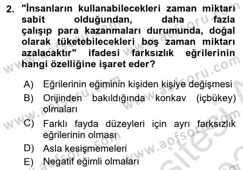 Çalışma Ekonomisi 1 Dersi 2023 - 2024 Yılı Yaz Okulu Sınav Soruları 2. Soru