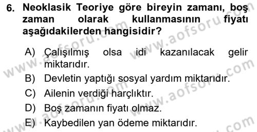 Çalışma Ekonomisi 1 Dersi 2024 - 2025 Yılı (Vize) Ara Sınav Soruları 6. Soru