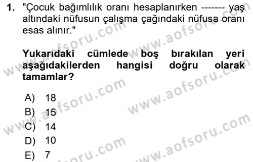 Çalışma Ekonomisi 1 Dersi 2025 - 2026 Yılı (Vize) Ara Sınav Soruları 1. Soru