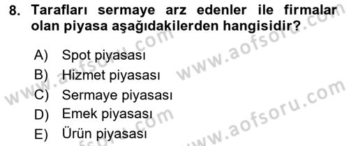 Çalışma Ekonomisi 1 Dersi 2025 - 2026 Yılı (Vize) Ara Sınav Soruları 8. Soru