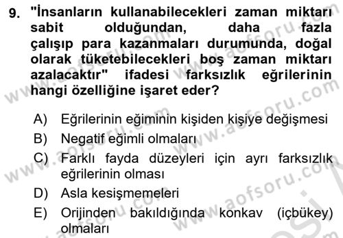 Çalışma Ekonomisi 1 Dersi 2025 - 2026 Yılı (Vize) Ara Sınav Soruları 9. Soru