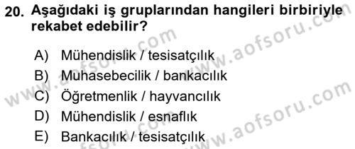 Çalışma Ekonomisi 1 Dersi 2025 - 2026 Yılı (Final) Dönem Sonu Sınav Soruları 20. Soru