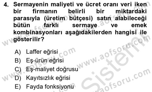 Çalışma Ekonomisi 1 Dersi 2025 - 2026 Yılı (Final) Dönem Sonu Sınav Soruları 4. Soru