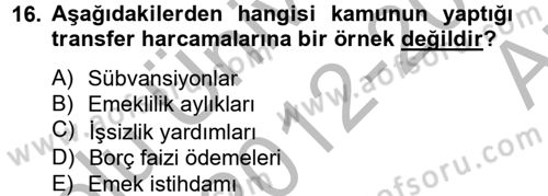 Çalışma Ekonomisi 2 Dersi 2012 - 2013 Yılı (Vize) Ara Sınav Soruları 16. Soru
