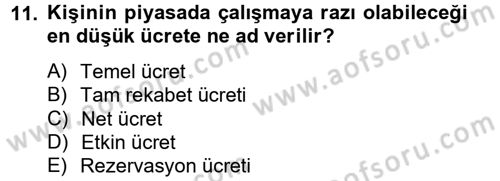 Çalışma Ekonomisi 2 Dersi 2012 - 2013 Yılı (Final) Dönem Sonu Sınav Soruları 11. Soru