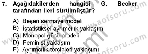 Çalışma Ekonomisi 2 Dersi 2012 - 2013 Yılı (Final) Dönem Sonu Sınav Soruları 7. Soru