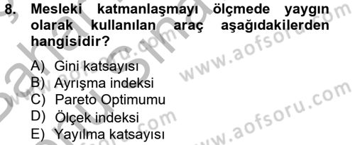 Çalışma Ekonomisi 2 Dersi 2012 - 2013 Yılı (Final) Dönem Sonu Sınav Soruları 8. Soru