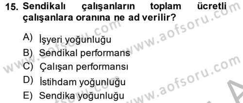 Çalışma Ekonomisi 2 Dersi 2013 - 2014 Yılı (Vize) Ara Sınav Soruları 15. Soru