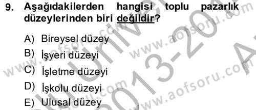 Çalışma Ekonomisi 2 Dersi 2013 - 2014 Yılı (Vize) Ara Sınav Soruları 9. Soru