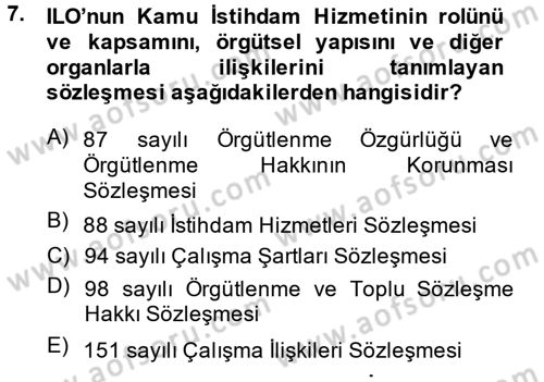 Çalışma Ekonomisi 2 Dersi 2013 - 2014 Yılı (Final) Dönem Sonu Sınav Soruları 7. Soru
