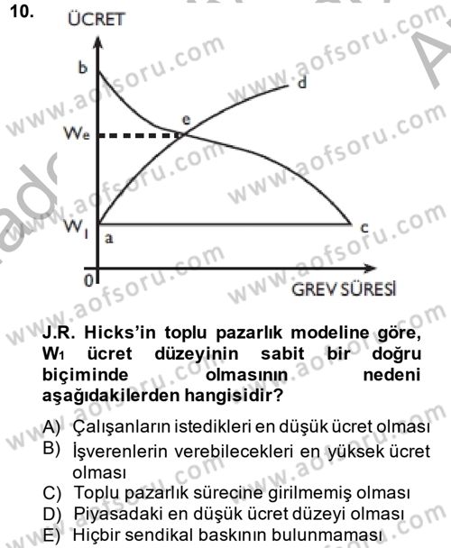 Çalışma Ekonomisi 2 Dersi 2014 - 2015 Yılı (Vize) Ara Sınav Soruları 10. Soru