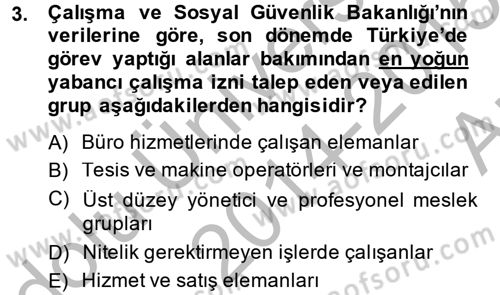 Çalışma Ekonomisi 2 Dersi 2014 - 2015 Yılı (Vize) Ara Sınav Soruları 3. Soru
